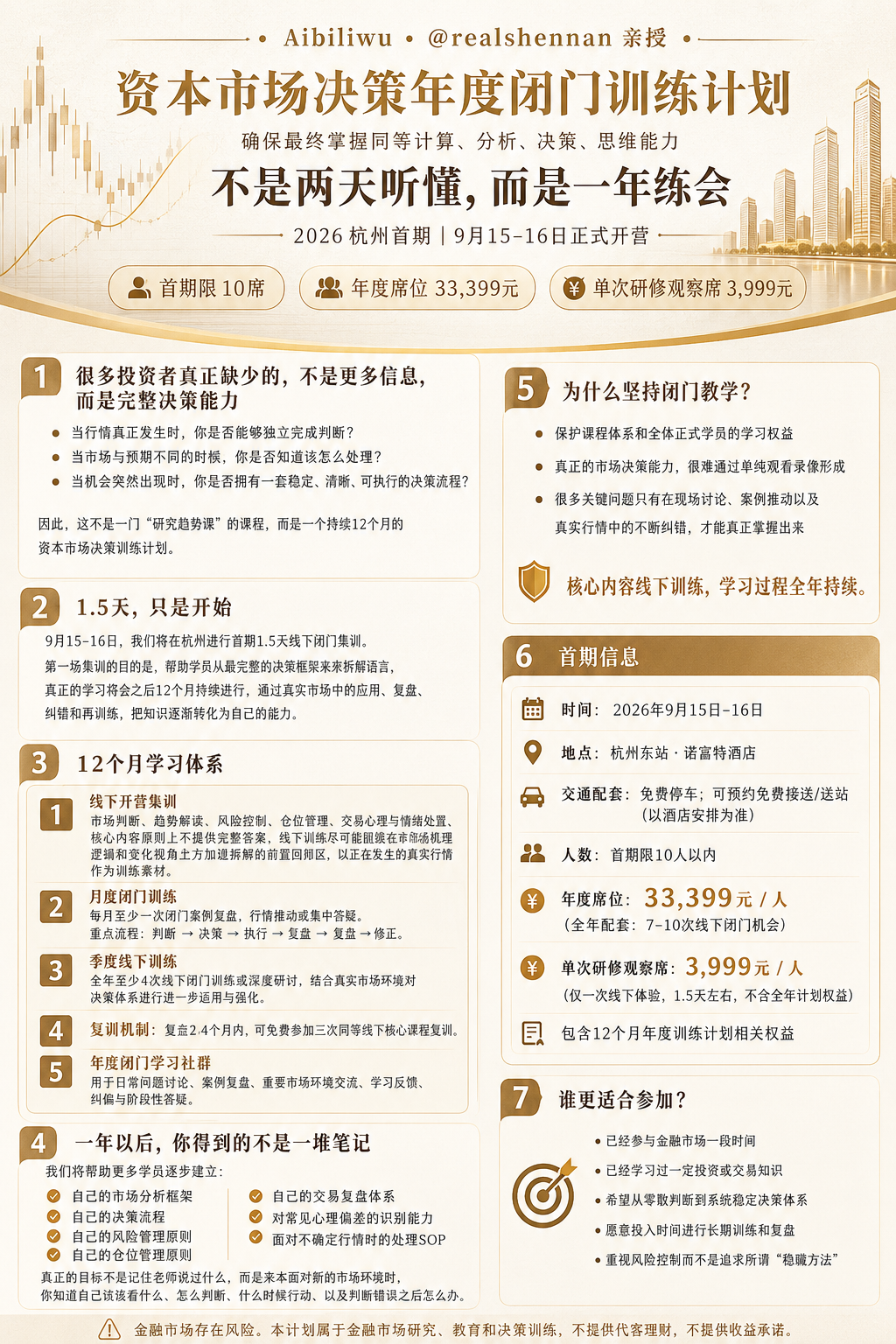 资本市场决策年度闭门训练计划说明图